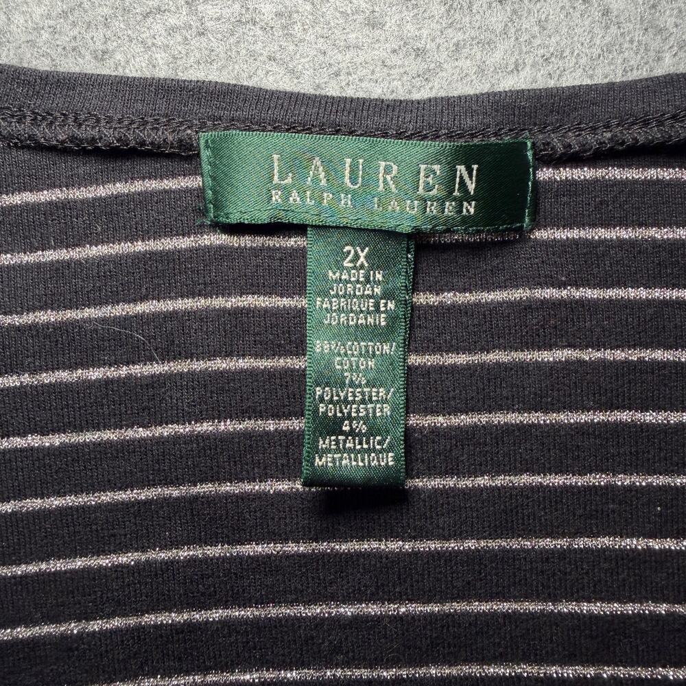 LAUREN RALPH LAUREN Plus Size Long Sleeve Striped Top - Picture 3 of 7